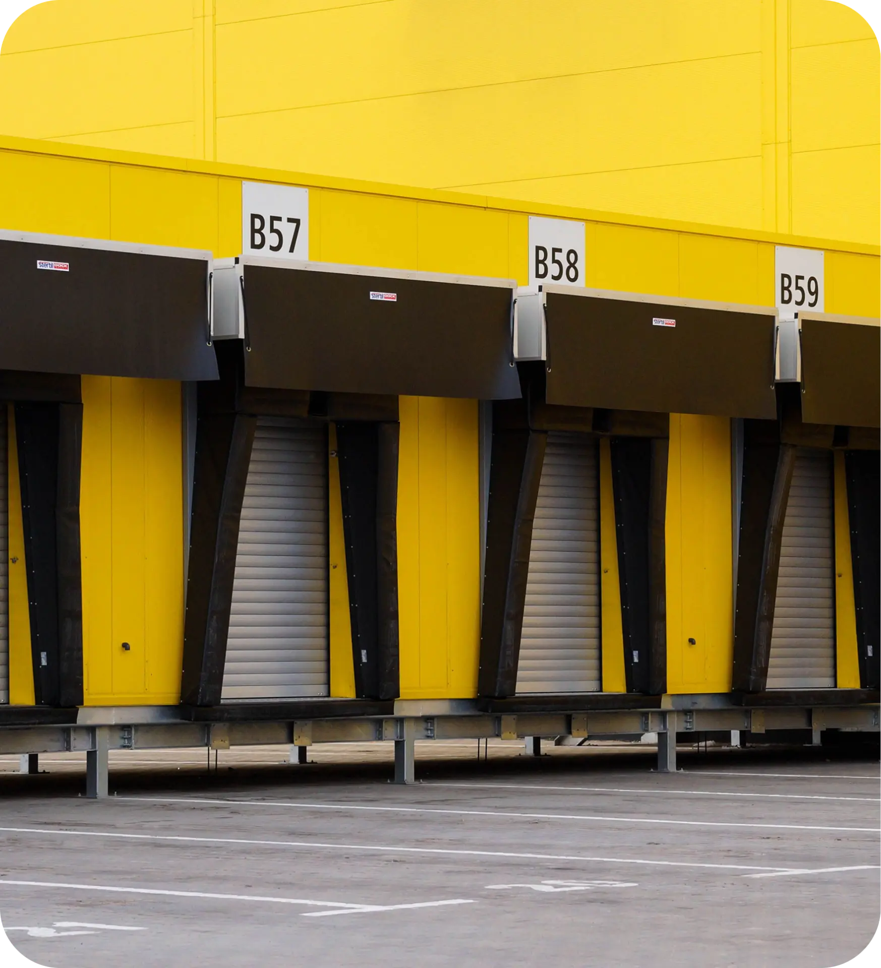 Loading bays at a logistics distribution center